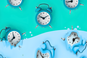 Lack of time image clocks melting small and blue