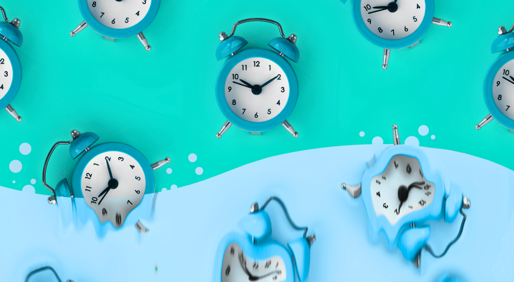 Lack of time image clocks melting small and blue